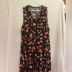 Old Navy black, pink tiered twirl dress.